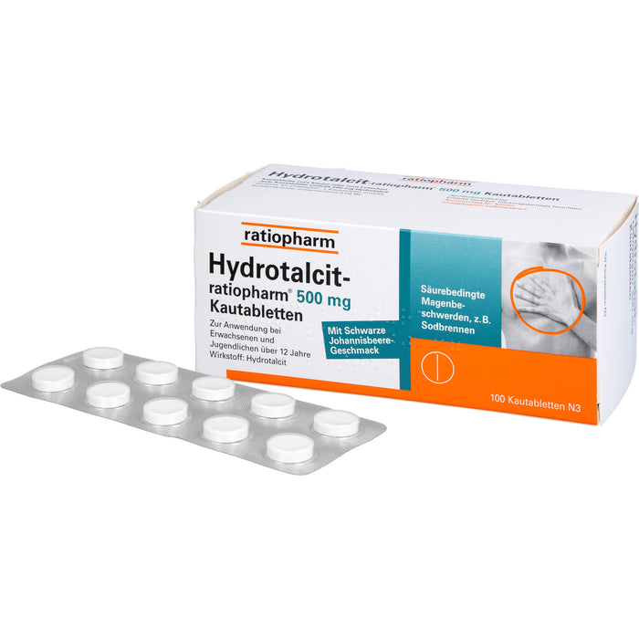 Hydrotalcit-ratiopharm 500 mg Kautabletten, 100 St. Tabletten