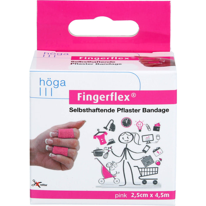 HÖGA-PHARM Fingerflex 2,5 cm x 4,5 m pinke selbsthaftende Pflaster, 1 pc Pansement