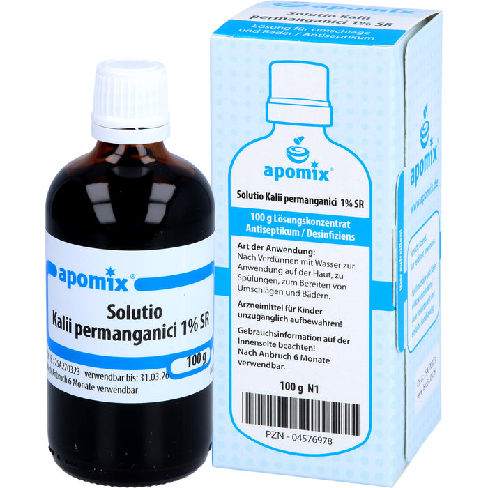 apomix Solutio Kalii permanganici 1% SR / Kaliumpermanganatlösung 1% SR Lösung für Umschläge und Bäder, 100 g Solution