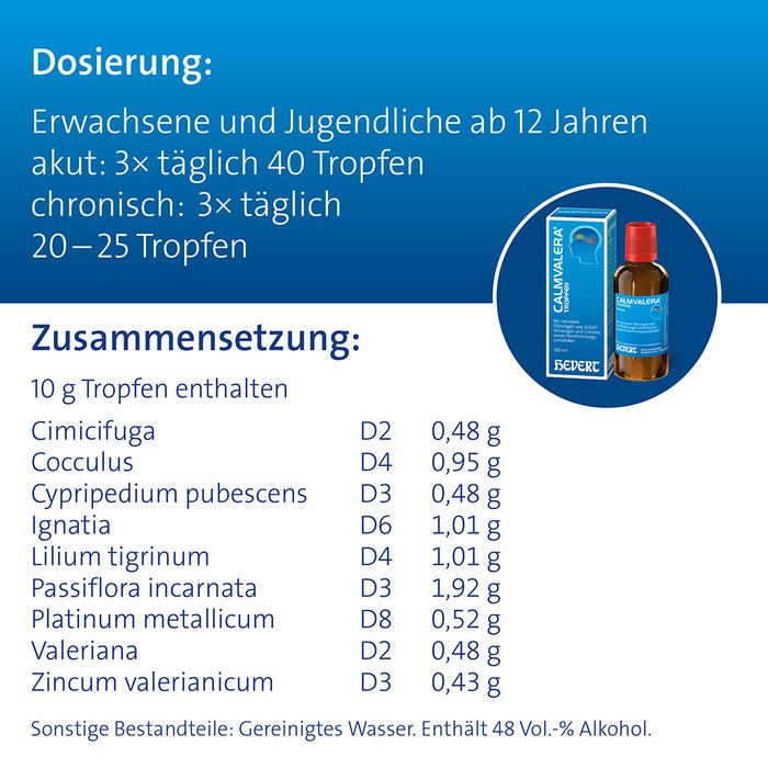 Calmvalera Tropfen bei nervösen Schlafstörungen und Unruhe, sowie Verstimmungszuständen, 30 ml Lösung