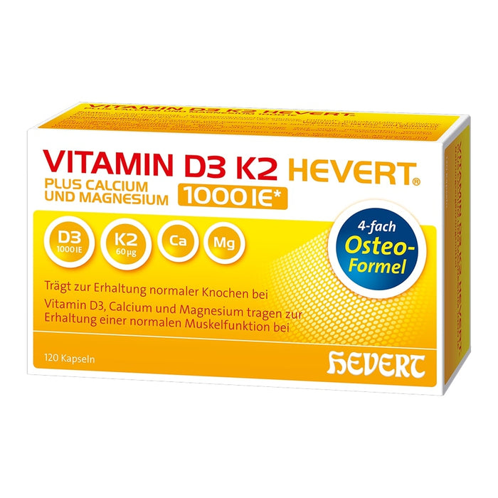 Vitamin D3 K2 Hevert plus Ca Mg 1000 IE/2 Kapseln, 120 pcs. Capsules