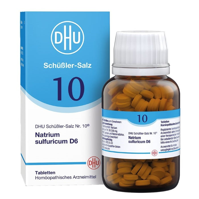 DHU Schüßler-Salz Nr. 10 Natrium sulfuricum D6 – Das Mineralsalz der inneren Reinigung – das Original – umweltfreundlich im Arzneiglas, 420 pc Tablettes