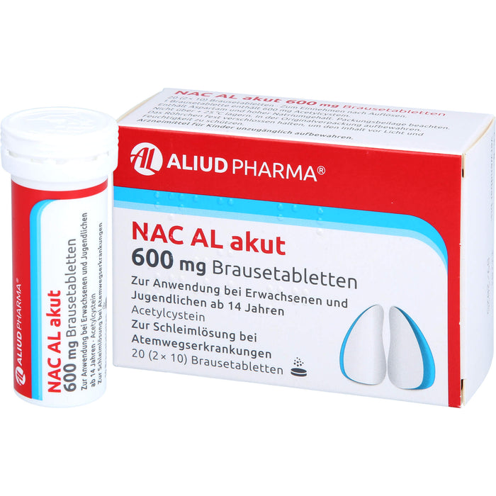 NAC AL akut 600 mg Brausetabletten zur Schleimlösung bei Atemwegserkrankungen, 20 pc Tablettes