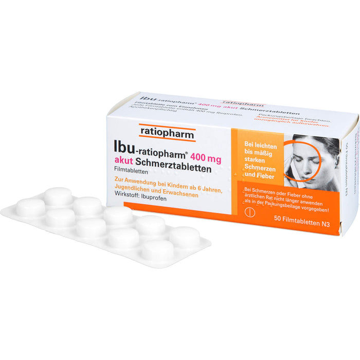 IBU-ratiopharm akut 400 mg Schmerztabletten, 50 pcs. Tablets