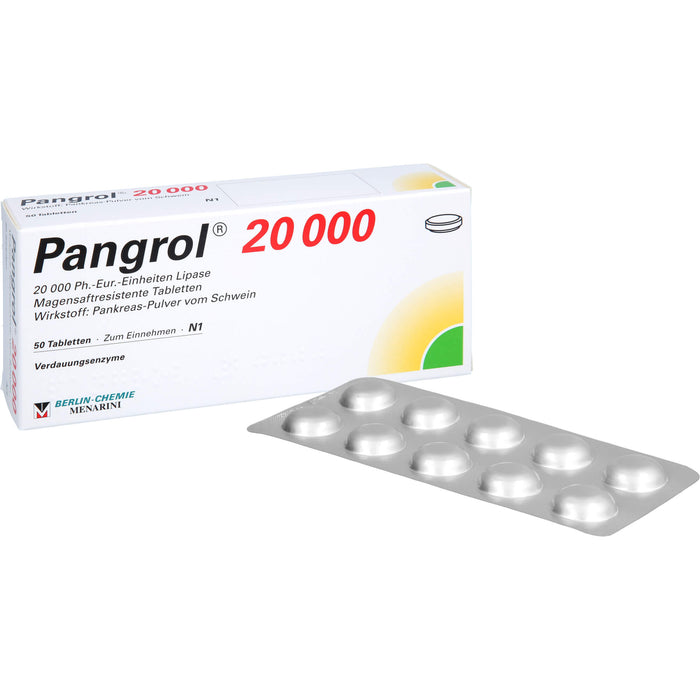 Pangrol 20 000 Ph.-Eur.-Einheiten Lipase Tabletten, 50 pcs. Tablets