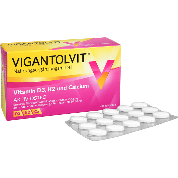 VIGANTOLVIT Vitamin D3, K2 und Calcium Tabletten, 60 pcs. Tablets