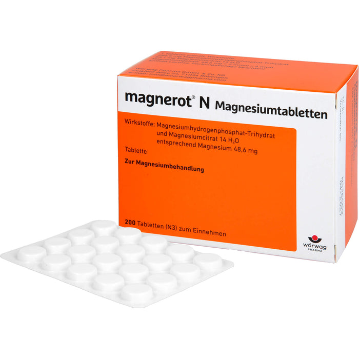 magnerot N Magnesiumtabletten zur Magnesiumbehandlung, 200 pc Tablettes