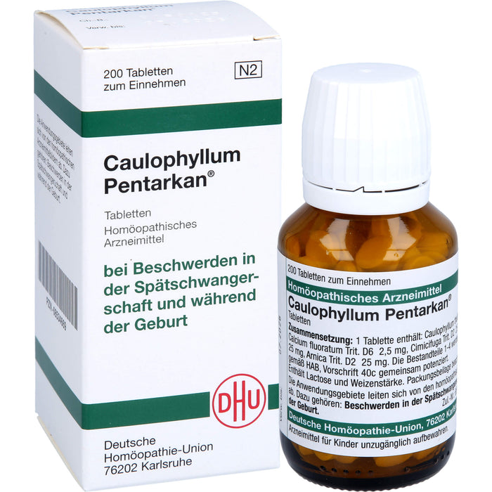 DHU Caulophyllum Pentarkan Tabletten bei Beschwerden in der Spätschwangerschaft und während der Geburt, 200 pc Tablettes