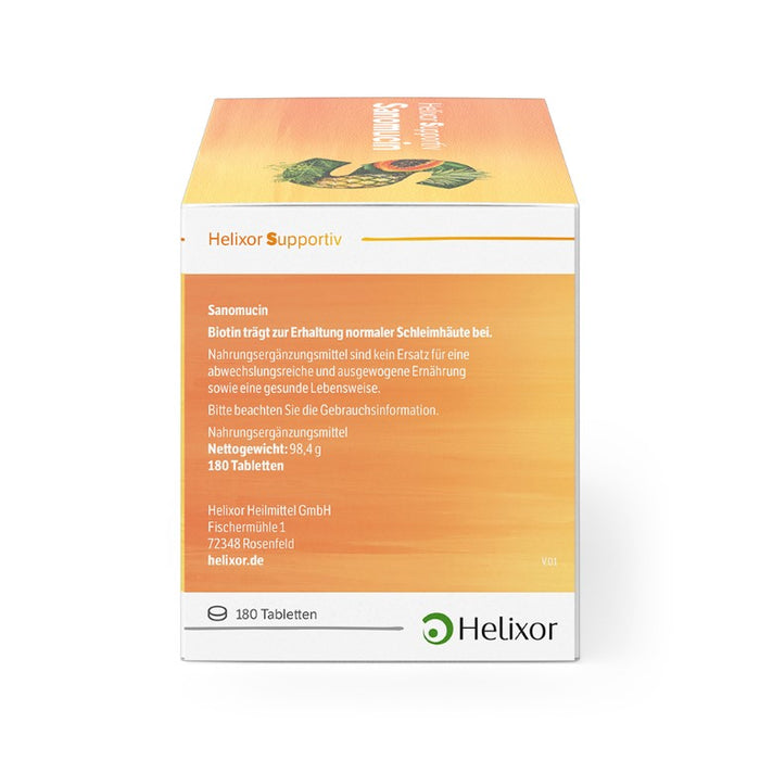 Helixor supportiv Sanomucin - mit pflanzlichen Enzymen, Linsenextrakt und den wichtigen Mikronährstoffen Vitamin C und Biotin, 180 pcs. Tablets