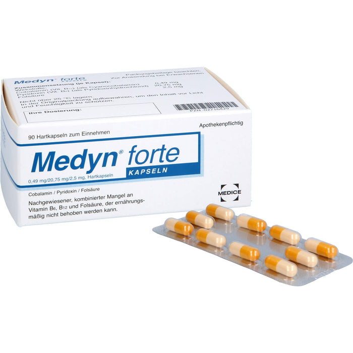 Medyn forte Kapseln bei nachgewiesener, kombinierter Mangel an B6, B12 und Folsäure, 90 pcs. Capsules