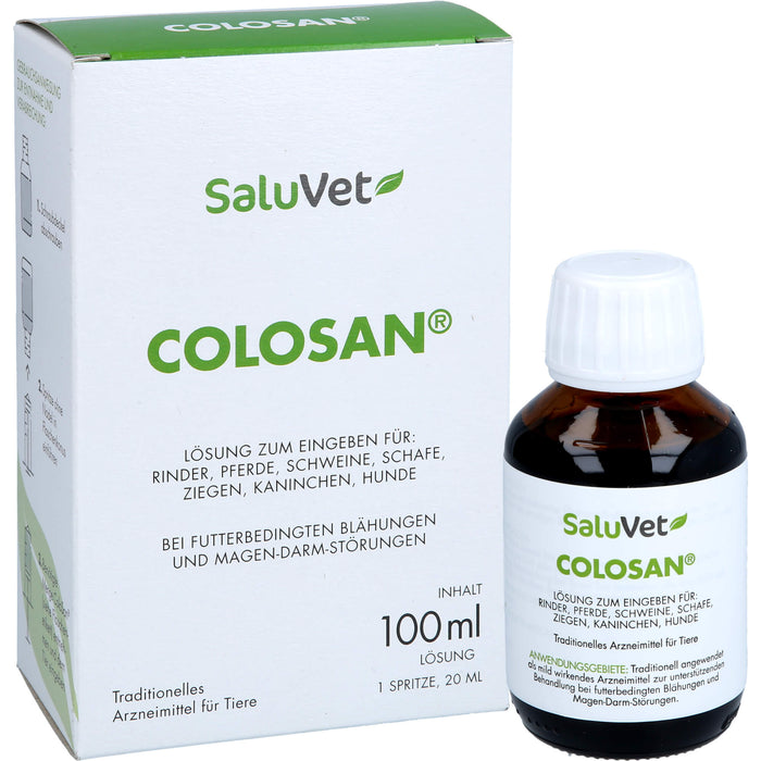 Dr. Schaette Colosan Lösung bei futterbedingten Blähungen und Magen-Darm-Störungen für Rinder, Pferde, Schwein, Schafe, Ziegen, Kaninchen und Hunde, 100 ml Lösung