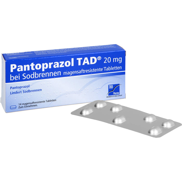 Pantoprazol TAD 20 mg magensaftresistente Tabletten bei Sodbrennen, 14 pcs. Tablets