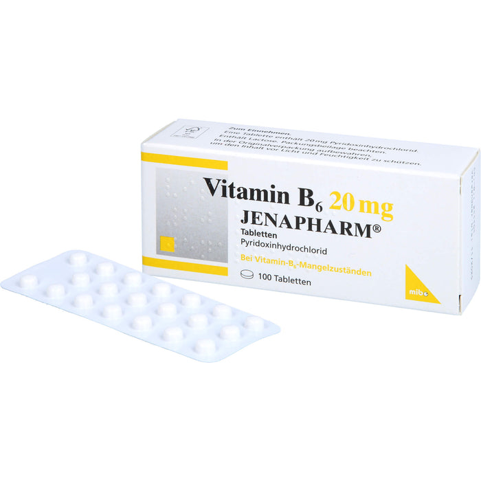 JENAPHARM Vitamin B6 Tabletten bei Vitamin B6 Mangelzuständen, 100 St. Tabletten