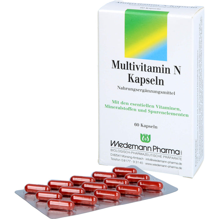 Wiedemann Pharma Multivitamin N Kapseln zur Unterstützung eines normalen Energiestoffwechsel, 60 pc Capsules