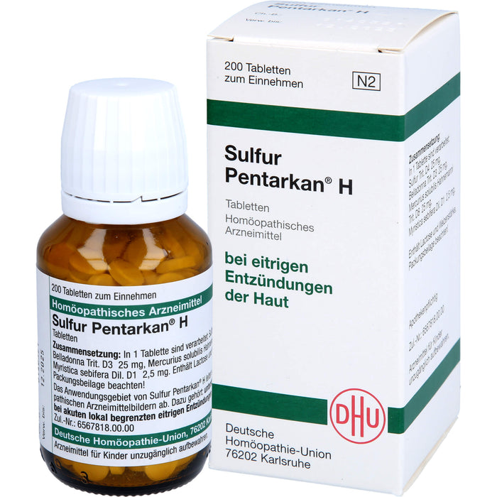 DHU Sulfur Pentarkan H Tabletten bei eitrigen Entzündungen der Haut, 200 pcs. Tablets