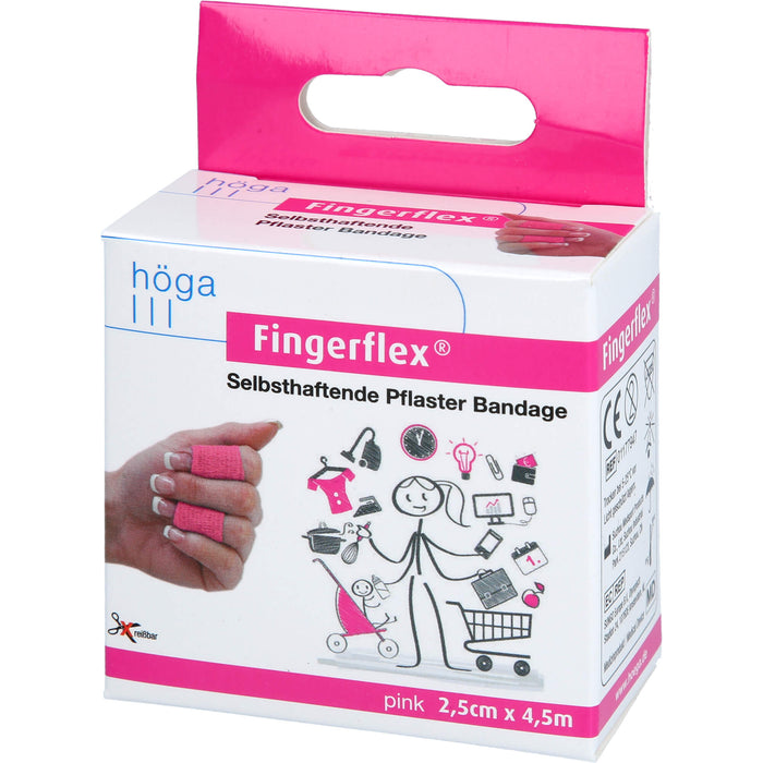 HÖGA-PHARM Fingerflex 2,5 cm x 4,5 m pinke selbsthaftende Pflaster, 1 pc Pansement