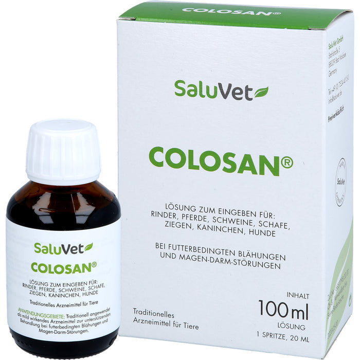 Dr. Schaette Colosan Lösung bei futterbedingten Blähungen und Magen-Darm-Störungen für Rinder, Pferde, Schwein, Schafe, Ziegen, Kaninchen und Hunde, 100 ml Solution