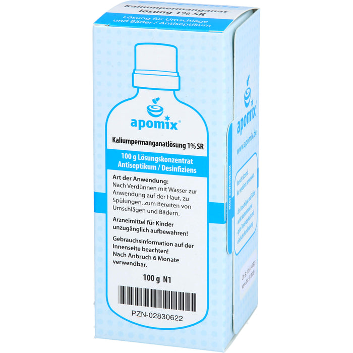 apomix Kaliumpermanganat Lösung 1% SR Antiseptikum für Umschläge und Bäder, 100 ml Solution