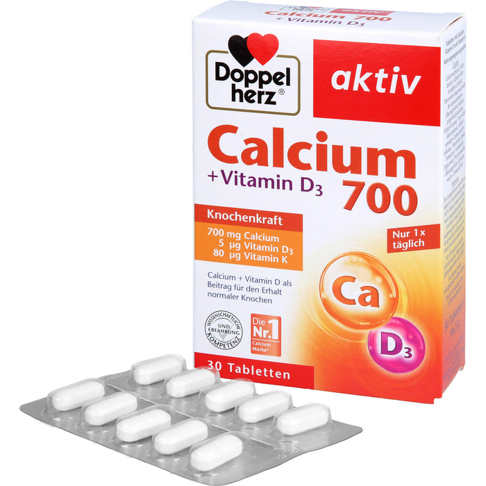 Doppelherz Calcium 700 + Vitamin D3, 30 St TAB