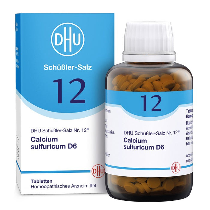 DHU Schüßler-Salz Nr. 12 Calcium sulfuricum D6 – Das Mineralsalz der Gelenke – das Original – umweltfreundlich im Arzneiglas, 900 St. Tabletten