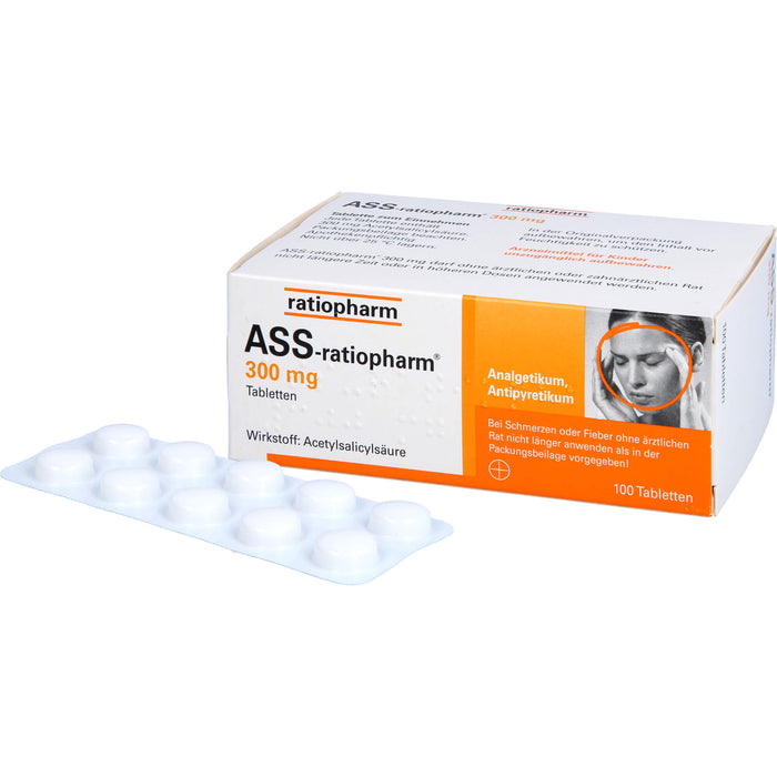 ASS-ratiopharm 300 mg Tabletten bei Schmerzen und Fieber, 100 St. Tabletten