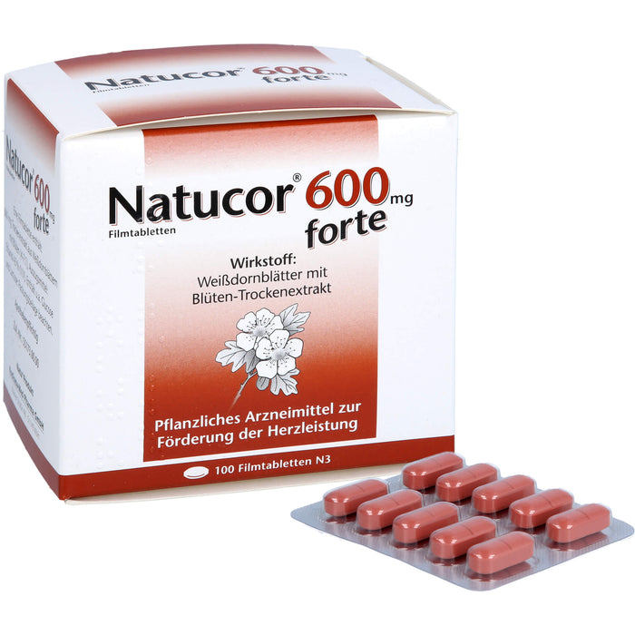 Natucor 600 mg forte Filmtabletten zur Förderung der Herzleistung, 100 pc Tablettes