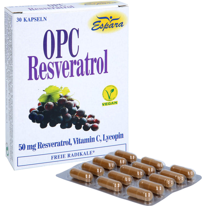 Espara OPC-Resveratrol Kapseln mit Lycopin, Resveratrol und Vitamin C, 30 pc Capsules