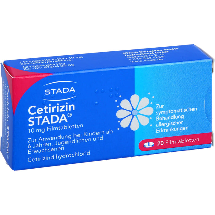 Cetirizin STADA 10 mg Filmtabletten zur symptomatischen Behandlung allergischer Erkrankungen, 20 pcs. Tablets